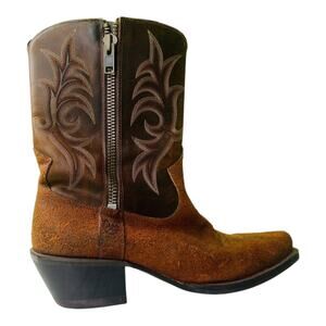 Ariat Mens Brown Leather Side Zip Pointed Toe Cowboy Western Boots US 10.5D